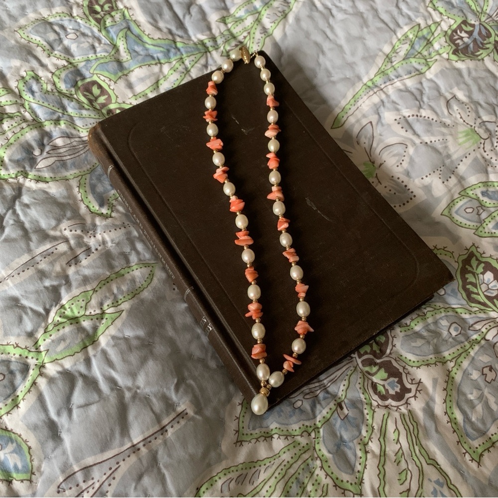 14K Freshwater Pearl and Coral Necklace